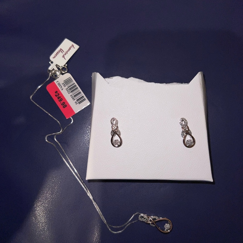Silver Infinity Necklace and Earring Set